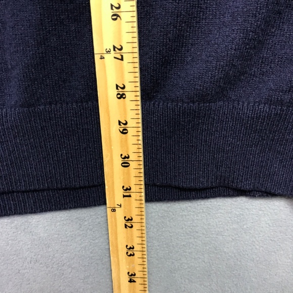 LL Bean Sweater Vest Lambs Wool Mens Large Tall Blue V-neck Hole in Back - Picture 7 of 10